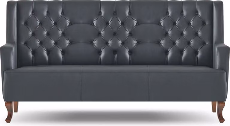 Chesterfield Sofa Schwarz Couch Klassisch Dreisitzig Ledersofa Holz Weich