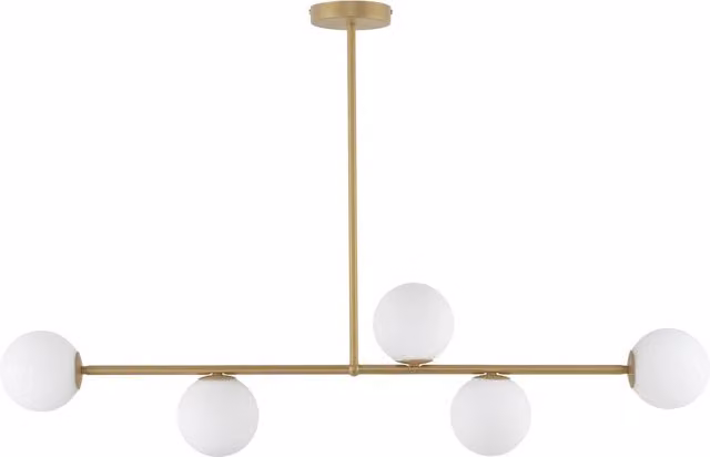 Plafoniera moderna Sigma Lighting Gama con 5 globi in vetro oro e bianco, attacco G9