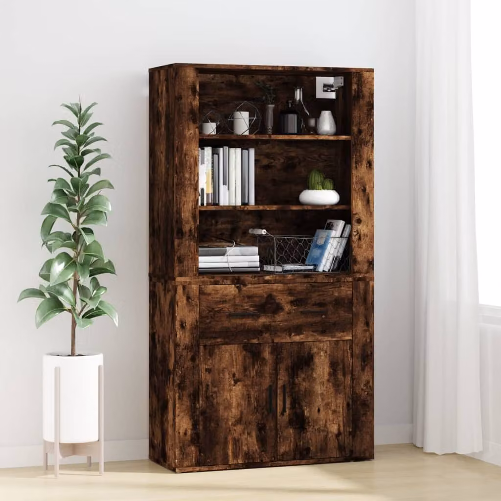 vidaXL Credenza in legno di quercia fumé