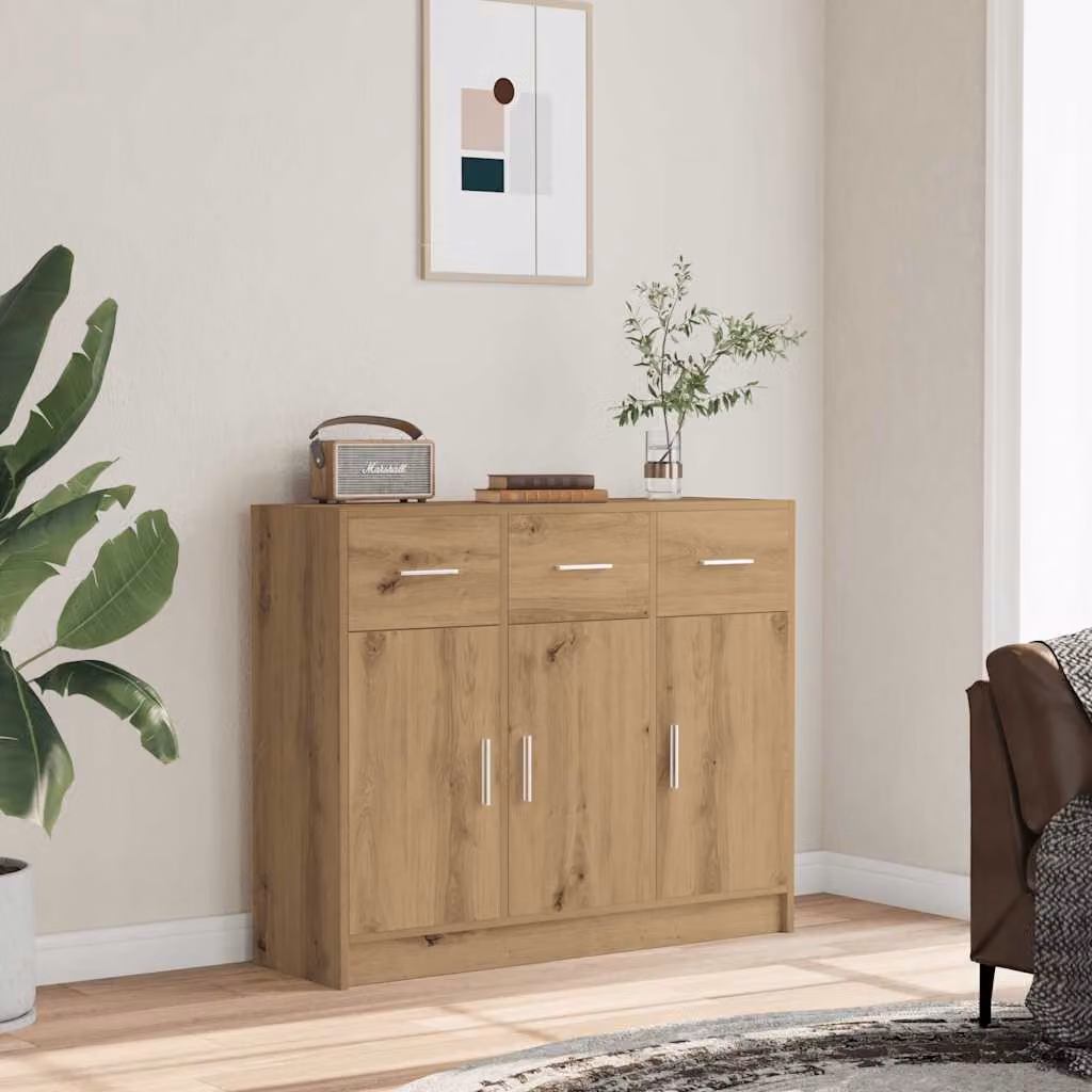 Credenza in stile classico vidaXL in legno color rovere marrone, L 91 cm x P 28 cm x H 75 cm