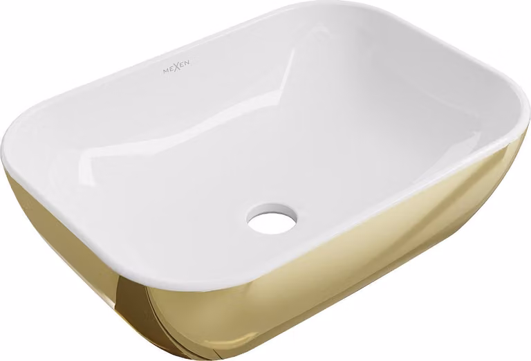 Mexen Rita lavabo da appoggio 45 x 32 cm, bianco/oro - 21084506