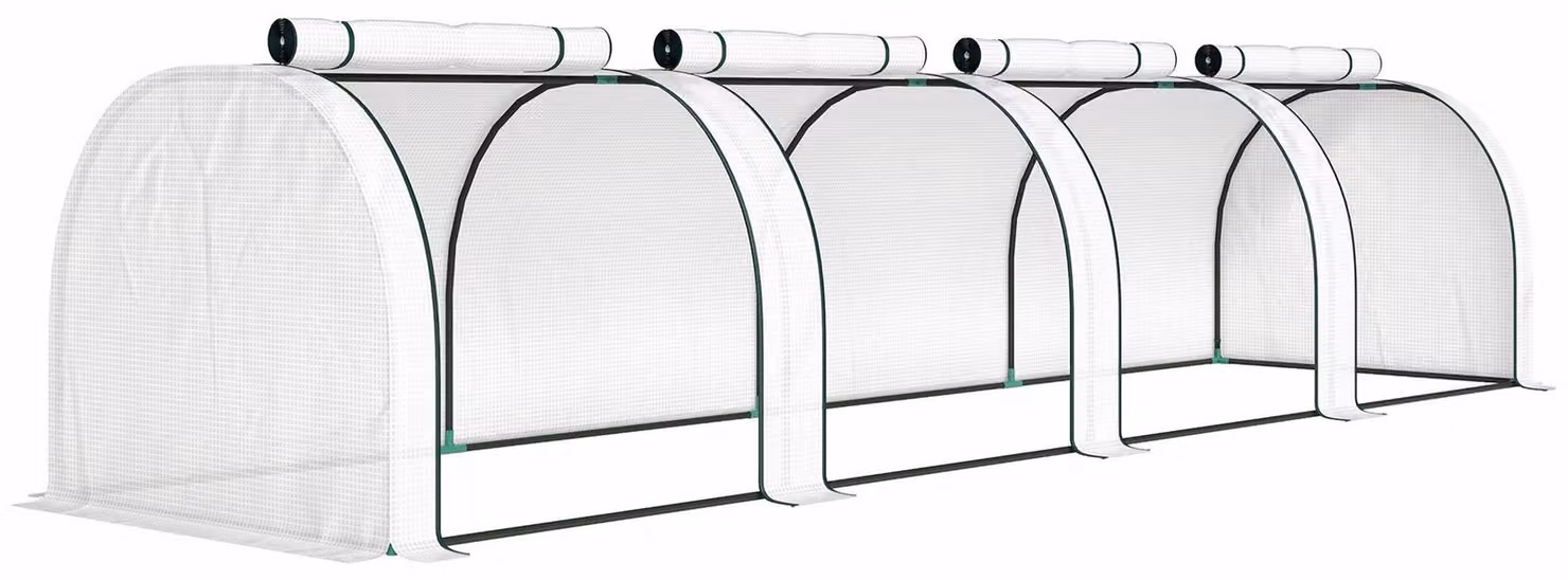 Serra a tunnel con porte a rullo - Serra per pomodori | Colore: Bianco | Dimensioni: 100x395x80 cm