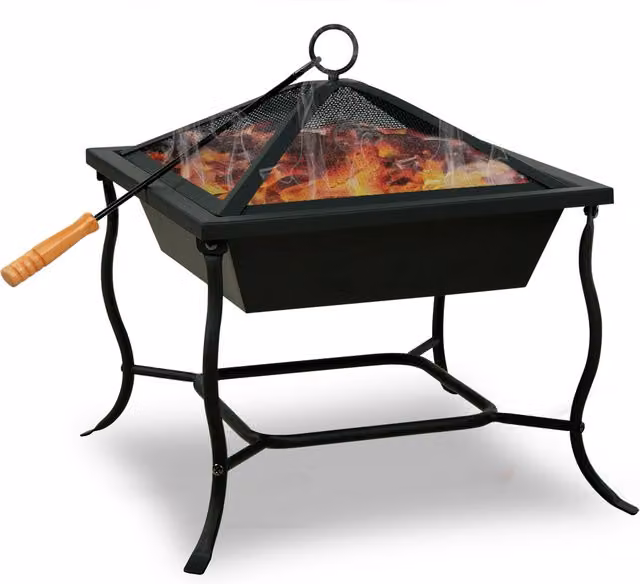 Braciere da giardino Gardebruk® in acciaio nero con parascintille, L/P/H: 45 x 45 x 45 cm – 1