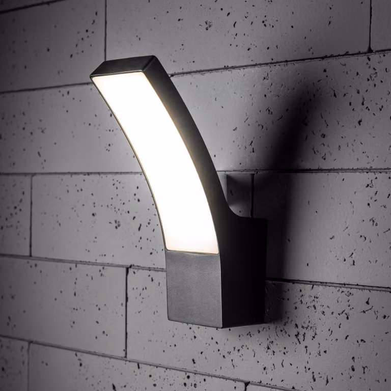 Lampada da parete esterna a LED, 12W, 4000K, 1100 lumen, grado di protezione IP54, colore nero