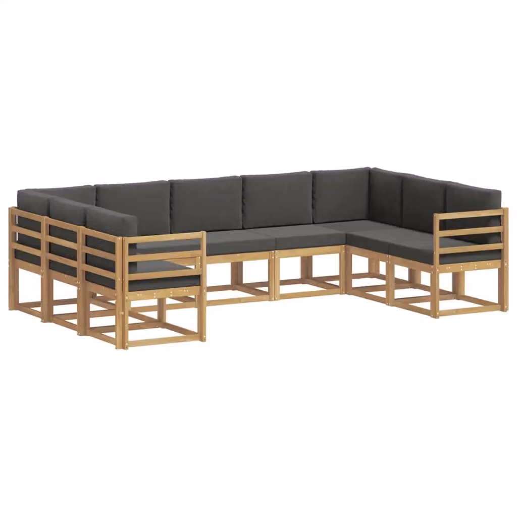 Set di divani da esterno a L vidaXL in legno di acacia con cuscini Bianco e Antracite – 2