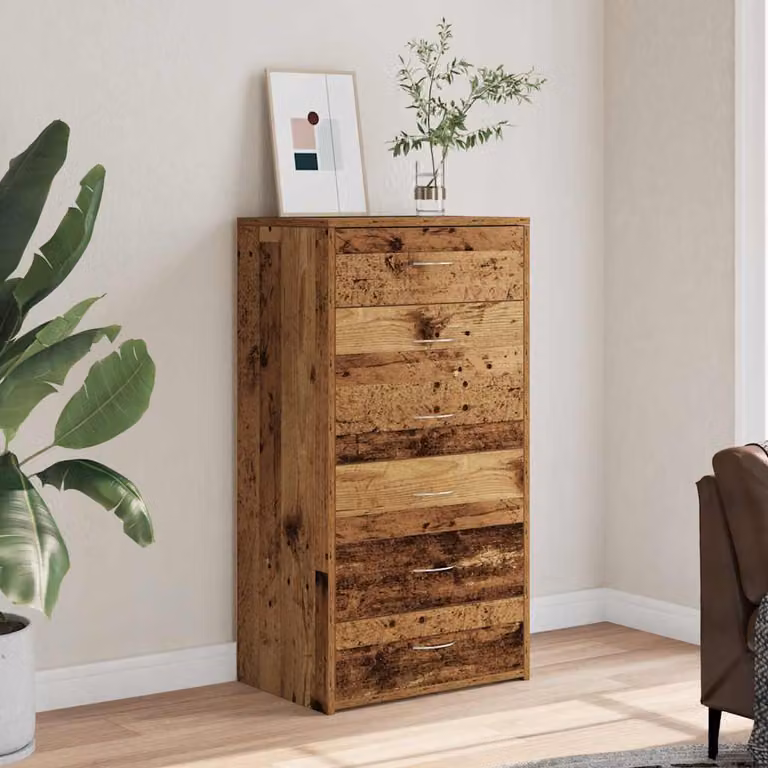 Credenza vidaXL con 6 Cassetti in MDF Colore Marrone Opaco L: 50 cm, P: 34 cm, H: 96 cm