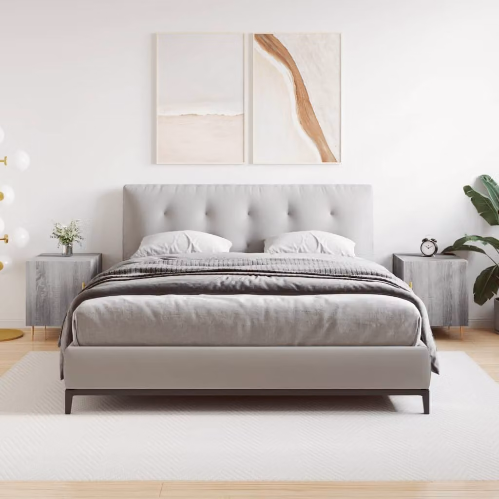 Set di 2 comodini sospesi vidaXL in legno e metallo, colore grigio, L 40 cm x P 40 cm x H 50 cm