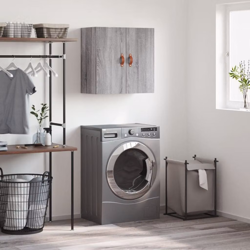Pensile a muro vidaXL Grigio con ante a battente in legno multistrato L 60 cm, P 31 cm, H 60 cm