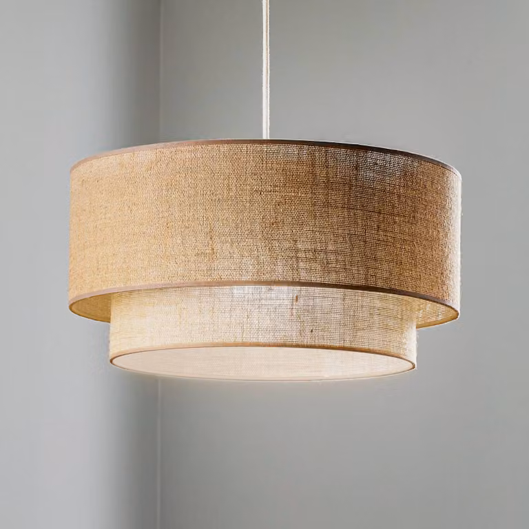 Lampada a sospensione Boho jute Duolla, dimmerabile, Marrone / Ruggine, Soggiorno / Sala da pranzo, Tessuto / Stoffa / Seta, Campagna / Rustiche, Lampada a sospensione