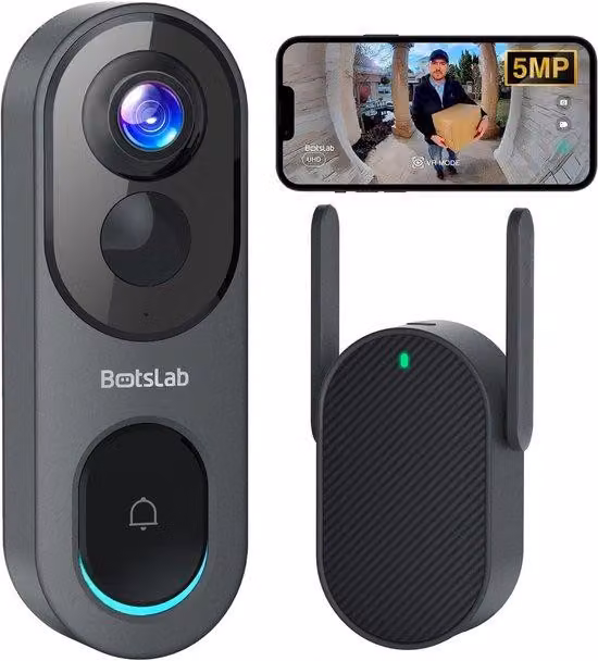 Telecamera di videosorveglianza Wi-Fi da 5 MP - 210 giorni di autonomia della batteria, ripresa dall'alto verso il basso, riconoscimento facciale intelligente, audio bidirezionale, visione notturna
