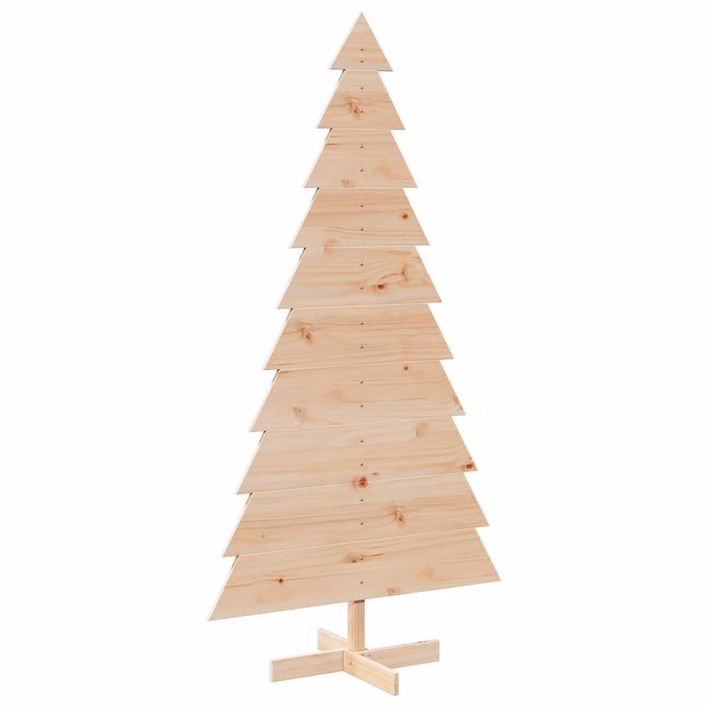 Albero di Natale Decorativo in Legno 180 cm Legno Massello Pino