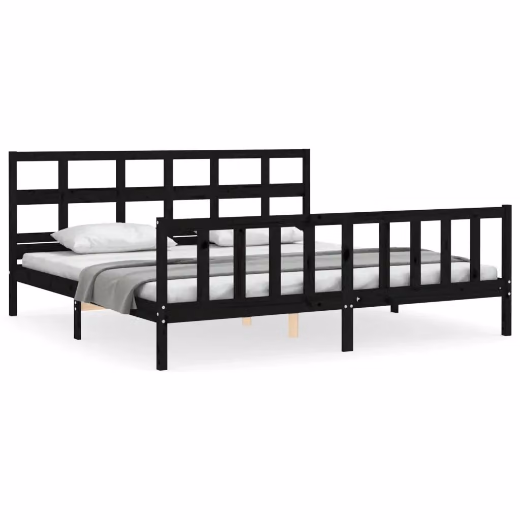 Letto con Testiera vidaXL in Legno Massello di Pino Nero 200x200 cm – 2