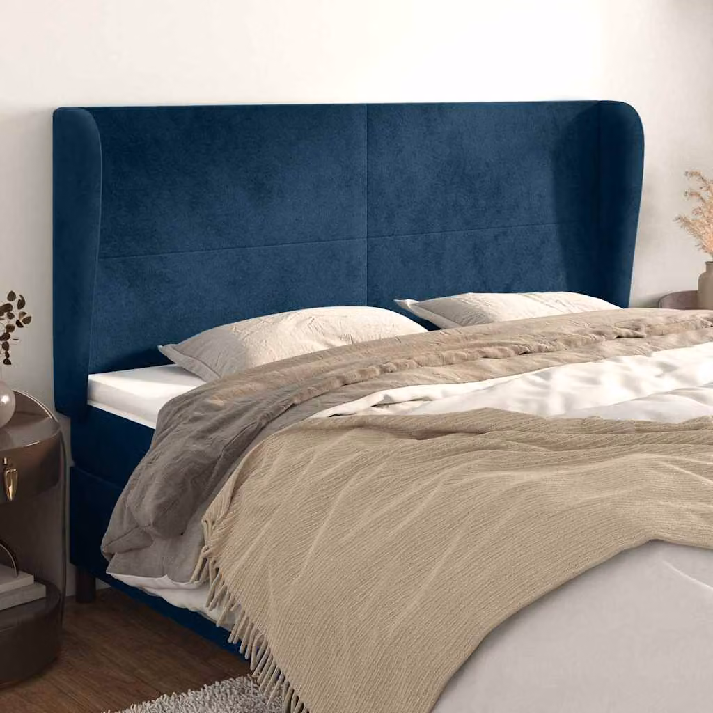 Testiera ad Orecchio vidaXL in Velluto Blu, L: 163 cm, P: 23 cm, H: 118/128 cm – 1