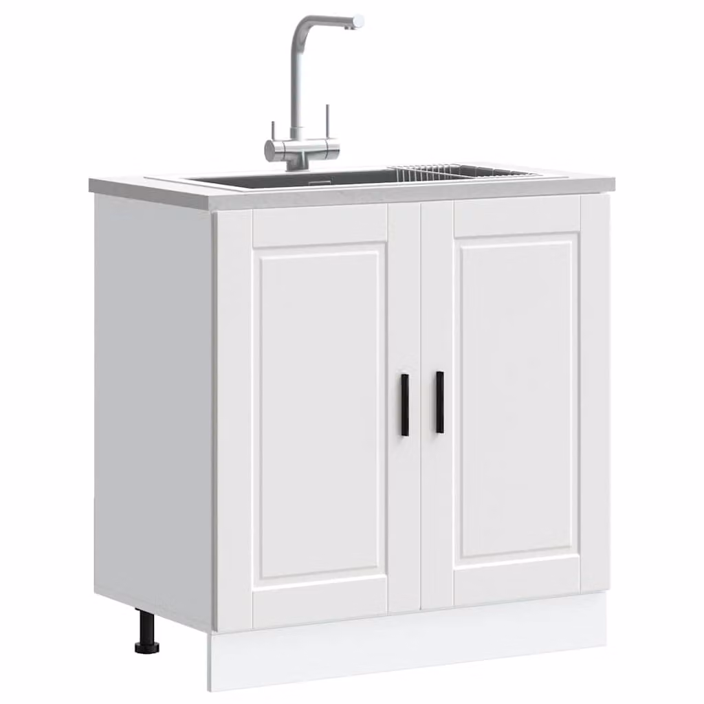 Base lavello mobile vidaXL Bianco, design moderno in legno multistrato e MDF, L 80 cm x P 46 cm x H 81,5 cm