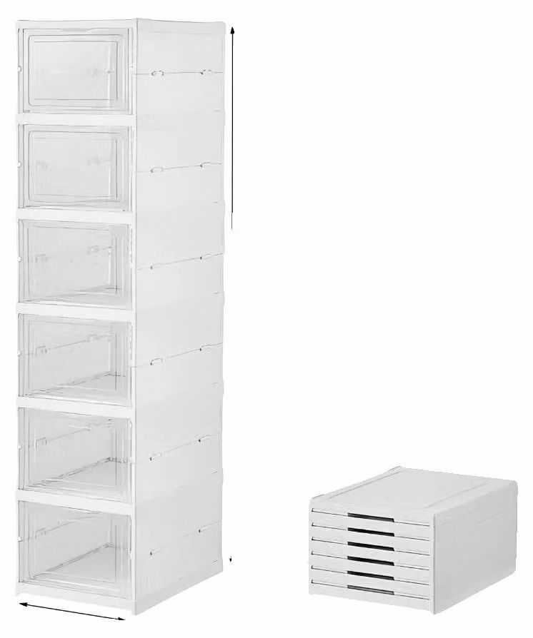 Contenitore per scarpe, design pieghevole, resistente alla polvere e impilabile, colore bianco