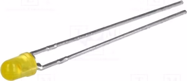 2 LED, 50°, 3mm, HLMP-1719, diodi LED a foro passante, 3mm, giallo, 0,9÷2,1 mcd