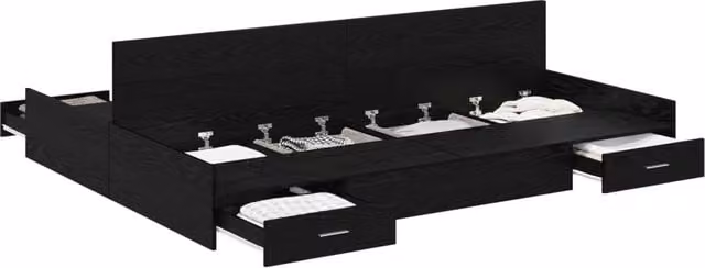 Letto matrimoniale | Letto per adulti | Struttura letto con contenitore Rovere Nero 140 x 190 cm
