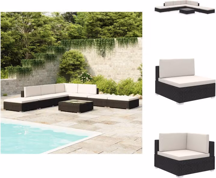 vidaXL set salotto da giardino 8 pezzi con cuscini in poly rattan nero - Set di mobili da giardino