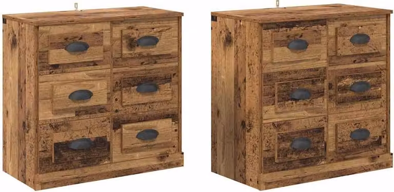 Sideboards con cassetto 2 pcs Legno vecchio 70 x 35,5 x 67,5 cm