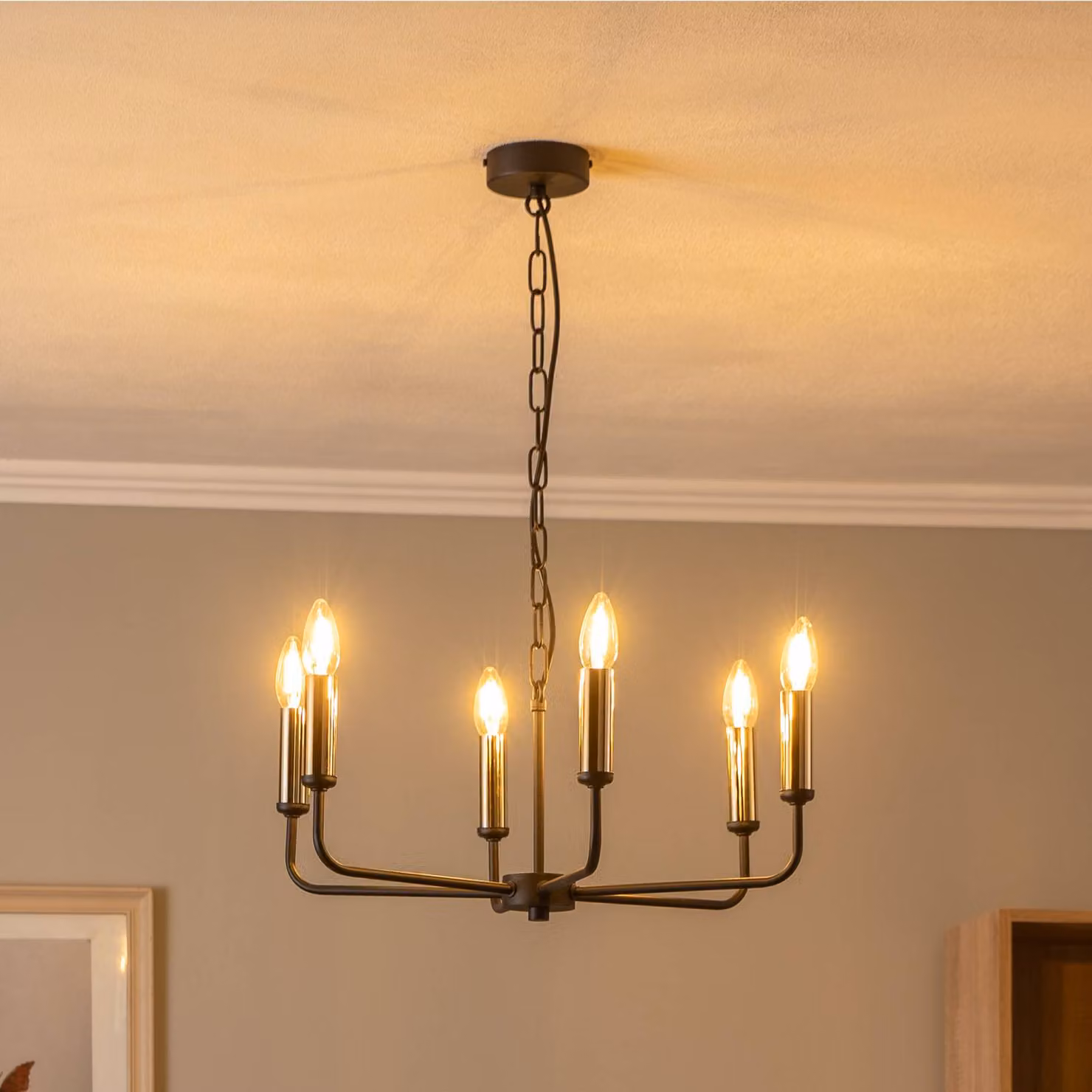 Lampadario a soffitto Ampli Domiluce, dimmerabile, Nero, Soggiorno / Sala da pranzo, Metallo, Moderno, Lampadario