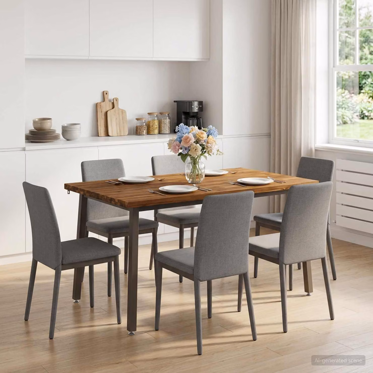 vidaXL Tavolo da pranzo quadrato 140 x 90 x 75 cm Naturale