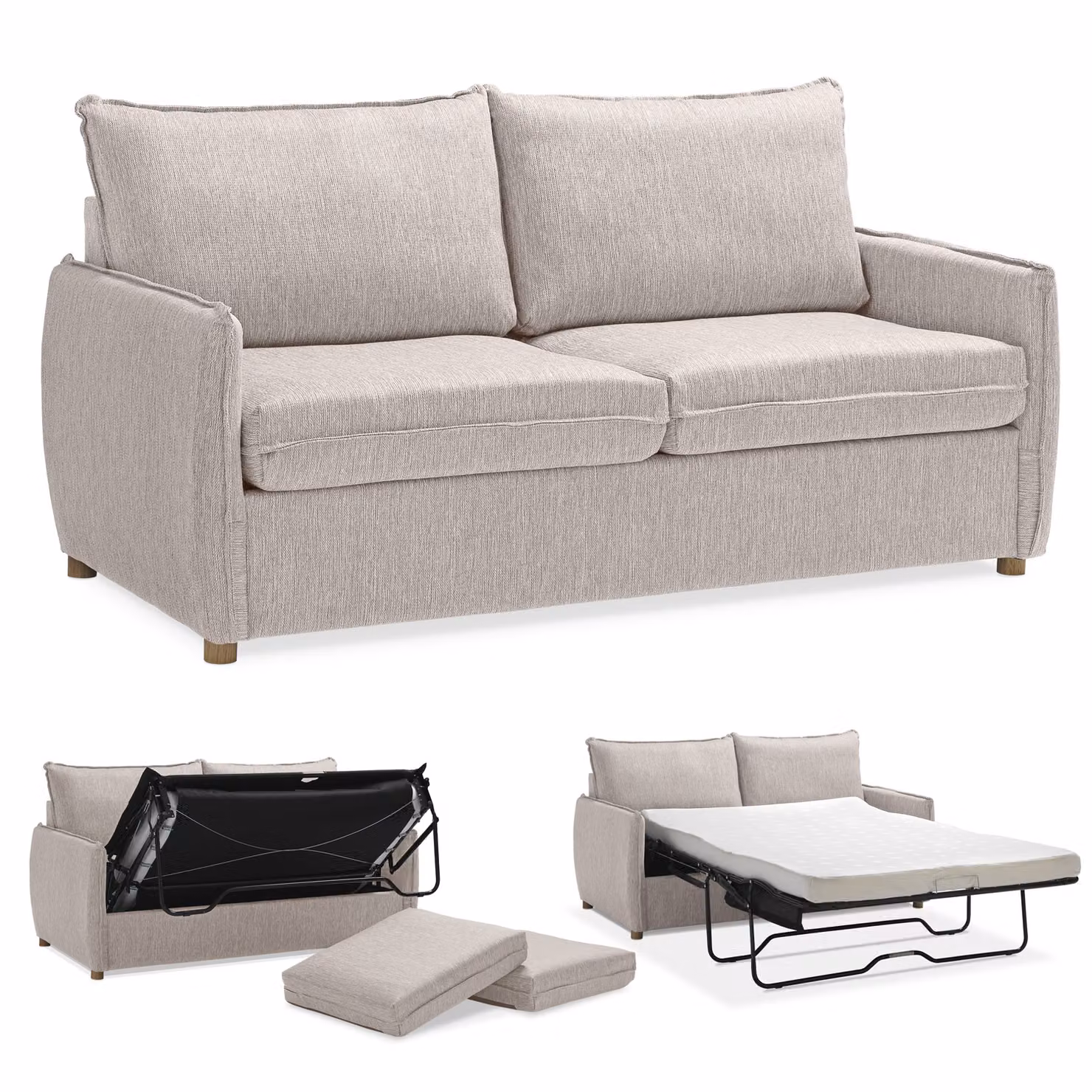 Divano Letto con Materasso Matrimoniale Memory GRACE Beige
