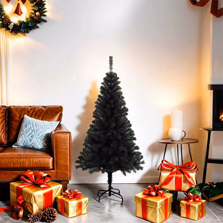 vidaXL Albero di Natale Artificiale con Supporto Nero 120 cm PVC