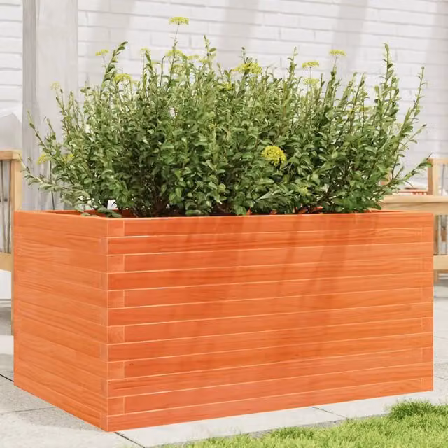 Fioriera rialzata in legno massello vidaxl marrone per orto e giardino L: 90 cm, P: 60 cm, H: 45,5 cm