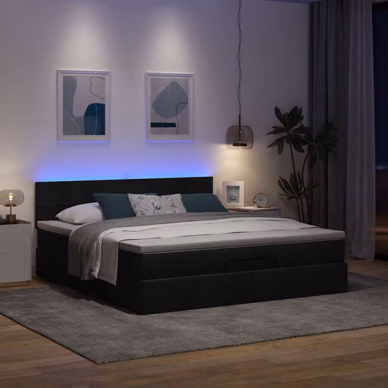 Maison Exclusive - Pouf Letto con Materasso e LED Nero 180x200cm Tessuto