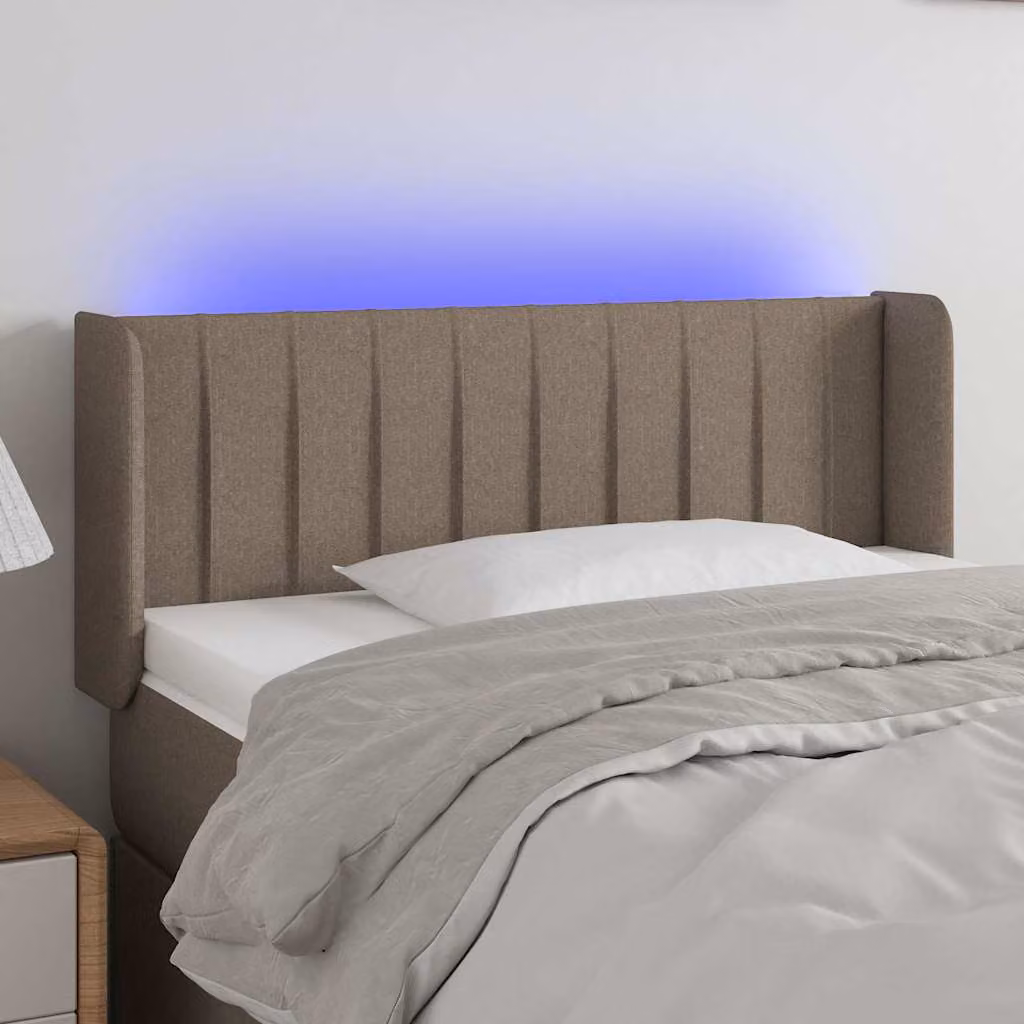 Testiera per letto con LED e porta USB vidaXL in tessuto beige L: 103 cm, P: 16 cm, H: 78-88 cm