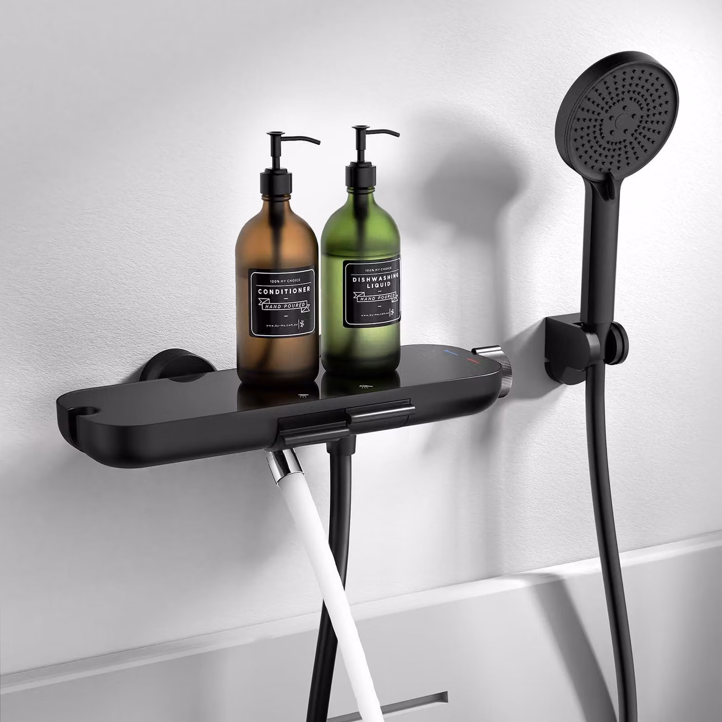 HOMELODY - Rubinetto per vasca da bagno nero con doccetta manuale