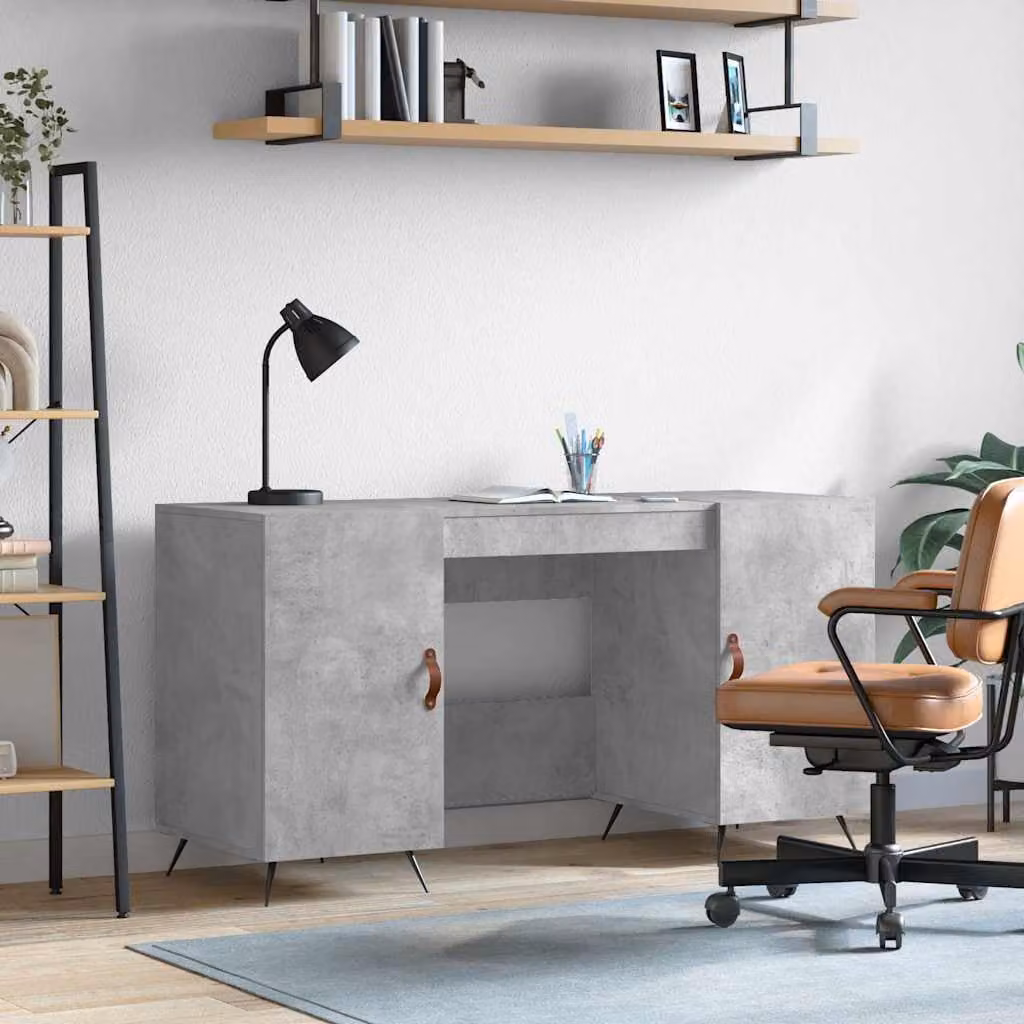 Scrivania vidaXL in stile industriale grigio, L 140 x P 50 x H 75 cm
