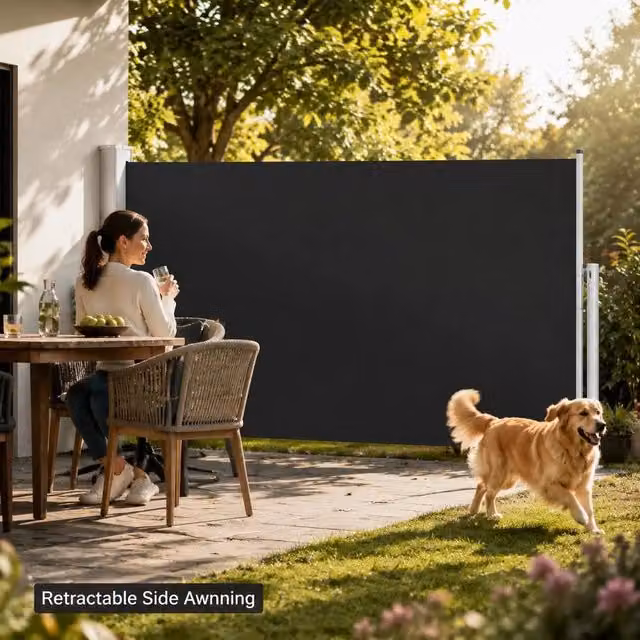 Extendable Side Awning 180x500 Cm Black
