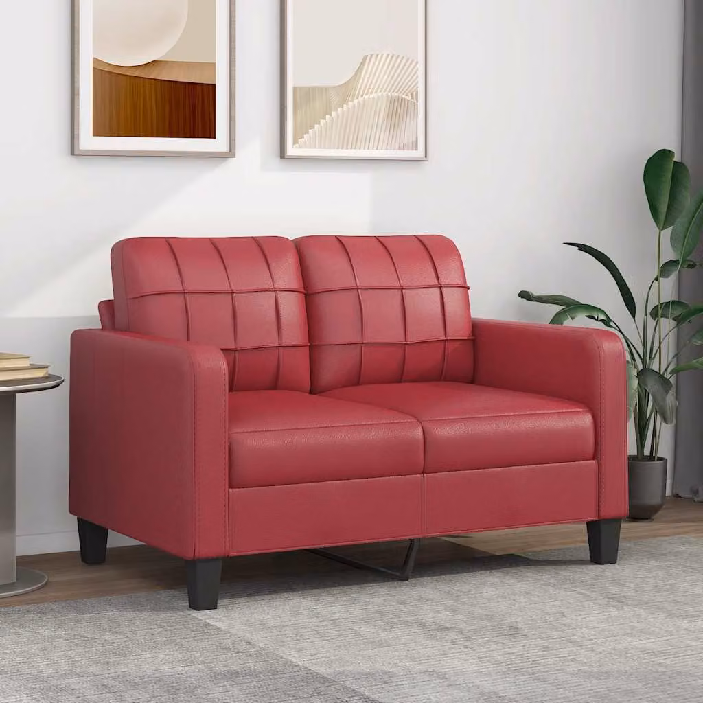 Divano a 2 posti vidaXL in similpelle rosso per soggiorno con struttura in metallo L: 138 cm, P: 80 cm, H: 77 cm