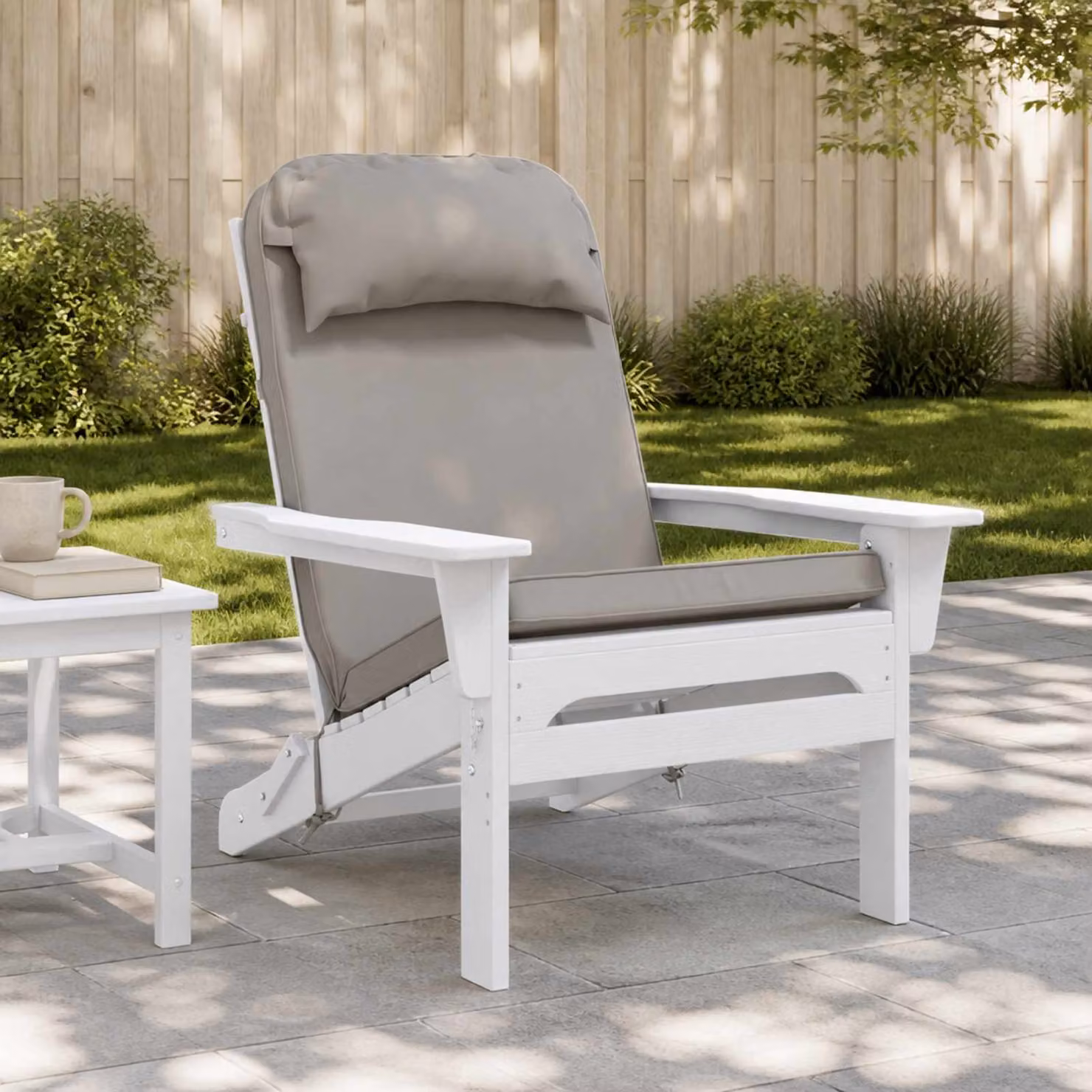 Cuscino per Lounger Sole vidaXL Grigio in Poliestere con Rivestimento Rimovibile e Resistente ai Raggi UV L 124 x P 55 x H 5 cm