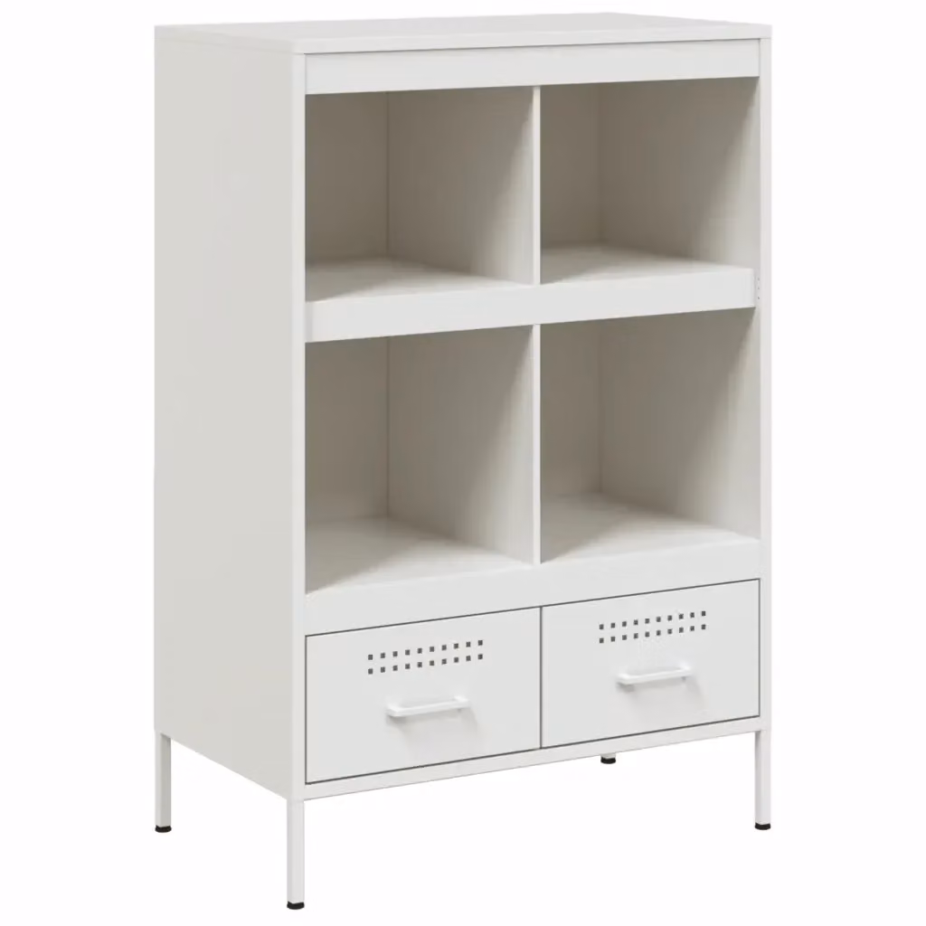 vidaXL Credenza in Metallo Bianca Stile Industrial L: 68 cm, P: 39 cm, H: 101,5 cm – 2