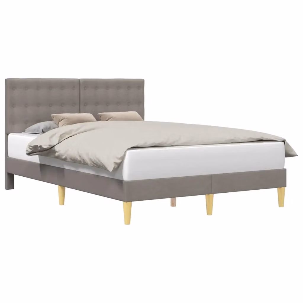 Struttura letto con testiera e giroletto in tessuto beige o grigio con design minimalista L/P/H: 120 x 200 x 96 cm – 2