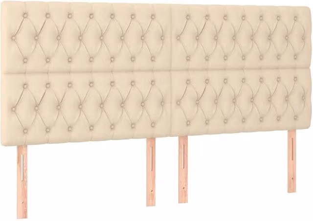 Testata per letto imbottita in tessuto beige L: 180 cm, P: 7 cm, H: 118-128 cm
