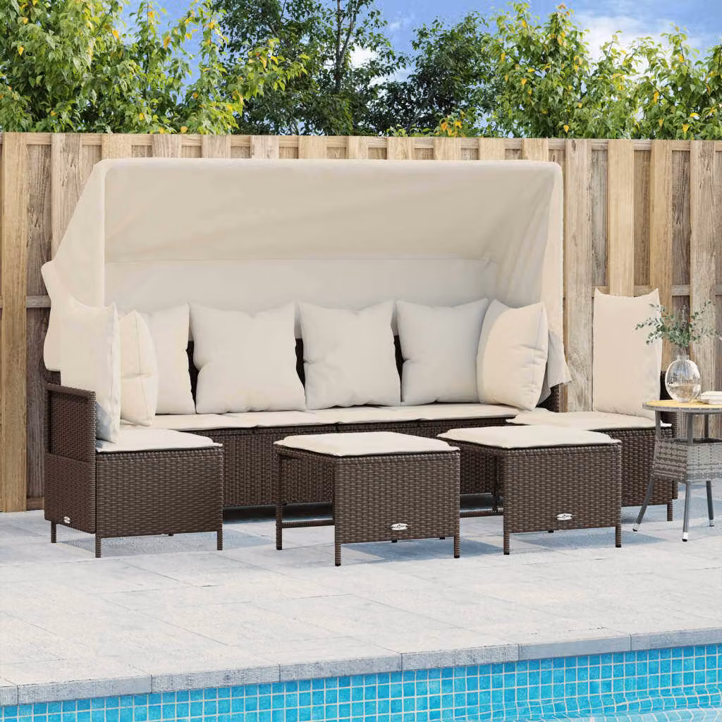 Maison Exclusive - Set Divano da Giardino 5 pz con Cuscini Marrone in Polyrattan