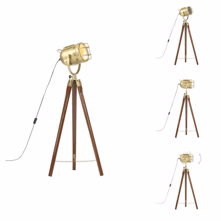 vidaXL Lampada da terra treppiede in legno massiccio di mango 97 cm - Lampade