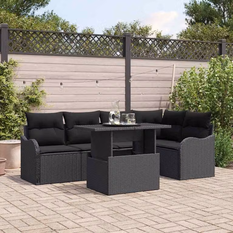 Maison Exclusive - Set da pranzo per 6 persone, rattan sintetico nero