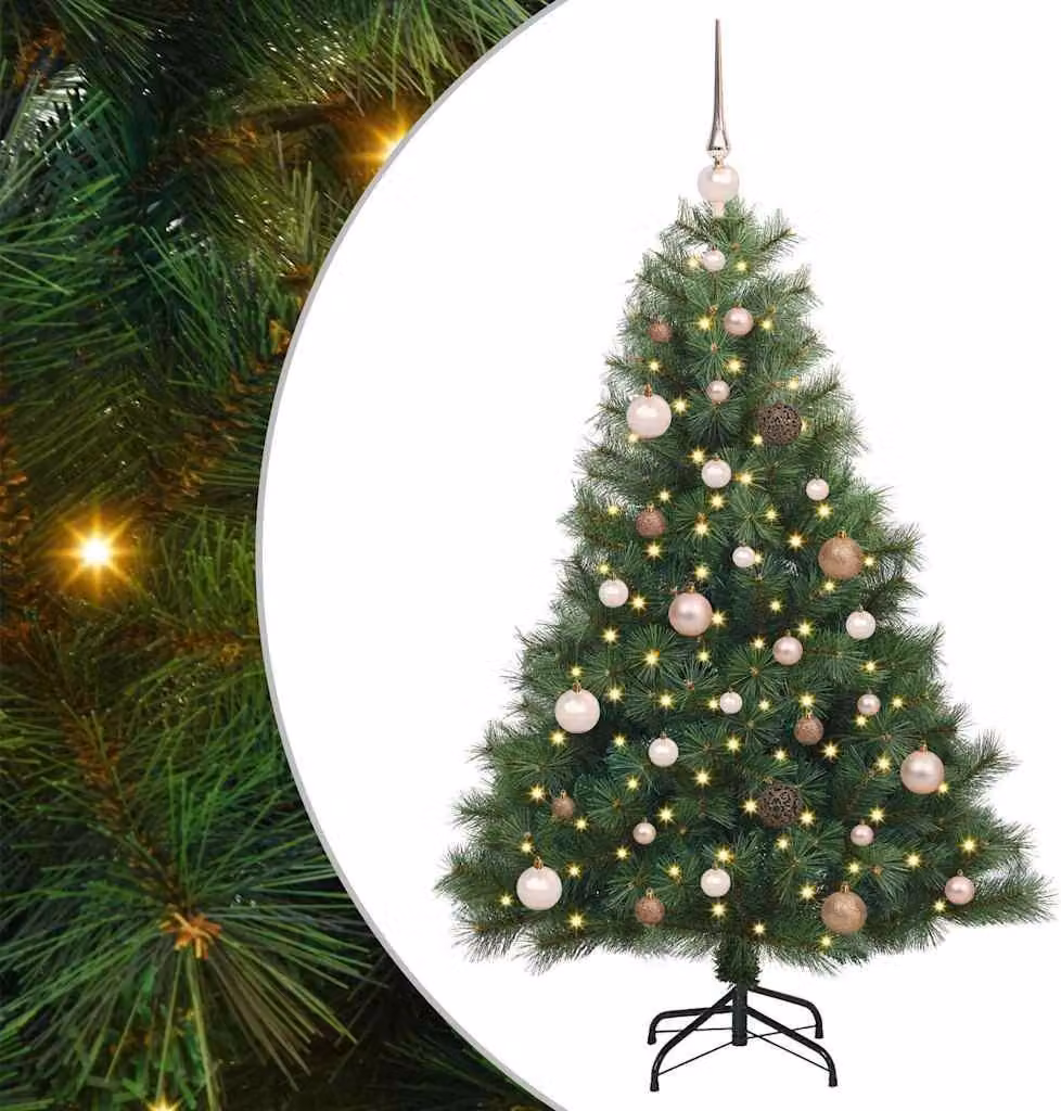 Albero di Natale artificiale con 150 LED Verde 150 cm PE e PVC