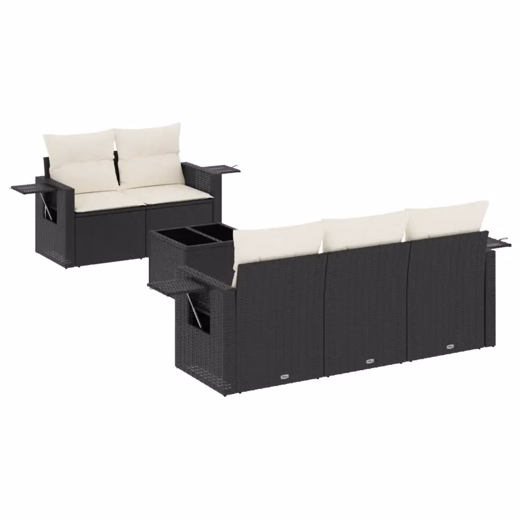 vidaXL Set Divano da Giardino 6 pz in Polyrattan con Cuscini e Tavolino Nero – 2