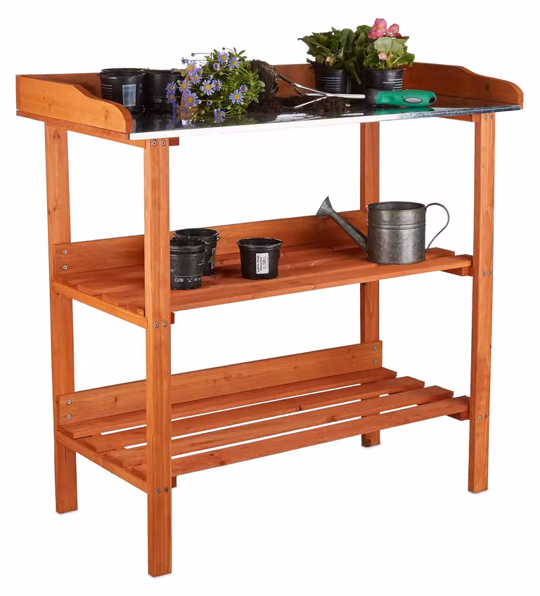 relaxdays 10020727_0 relaxdays Pflanztisch orange 92,0 x 41,0 cm