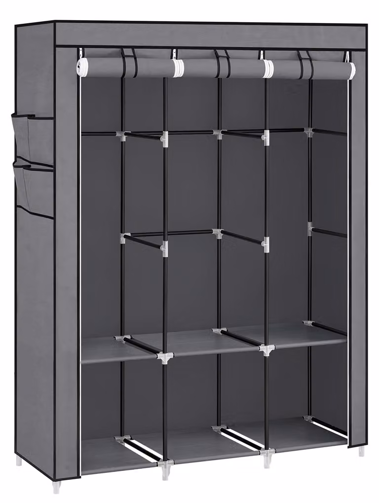 Armadio In Tessuto - Leobert - Grigio - 130 X 45 X 167 Cm