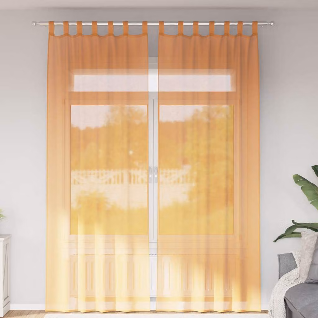 Set di 2 tende semitrasparenti in voile vidaXL arancioni con passanti, L 140 cm x H 260 cm