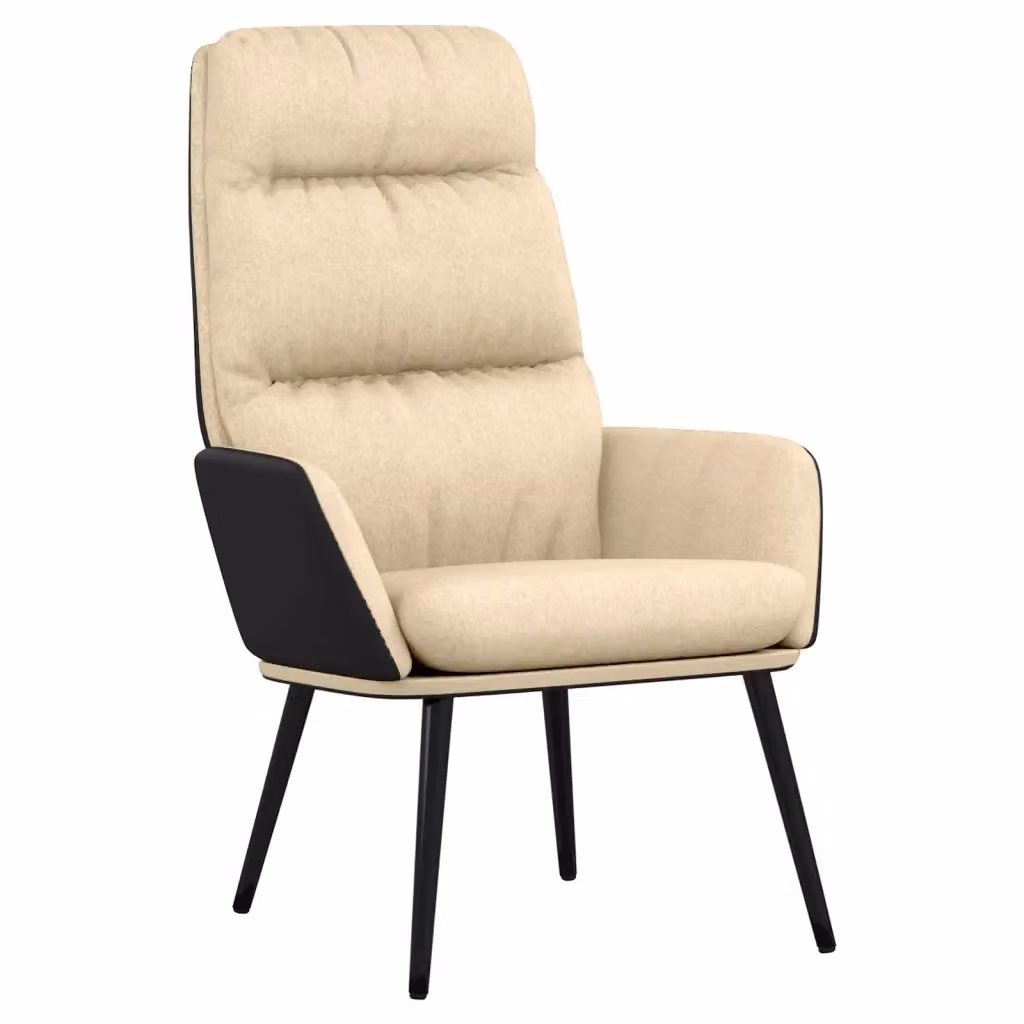 Sedia Relax vidaXL Beige con Braccioli e Struttura in Metallo – 2