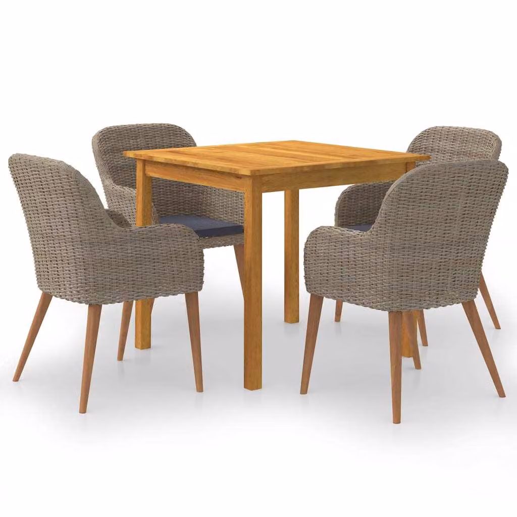 Maison Exclusive - Set da pranzo da giardino a 5 pezzi, marrone