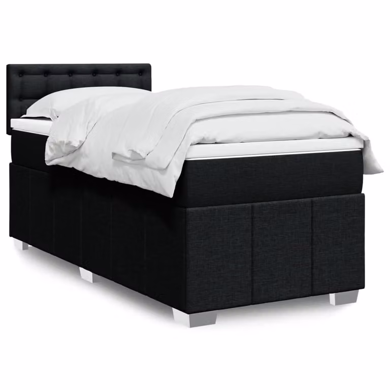 vidaXL Giroletto a Molle con Materasso Ibrido in Tessuto Nero L: 100 cm, P: 200 cm