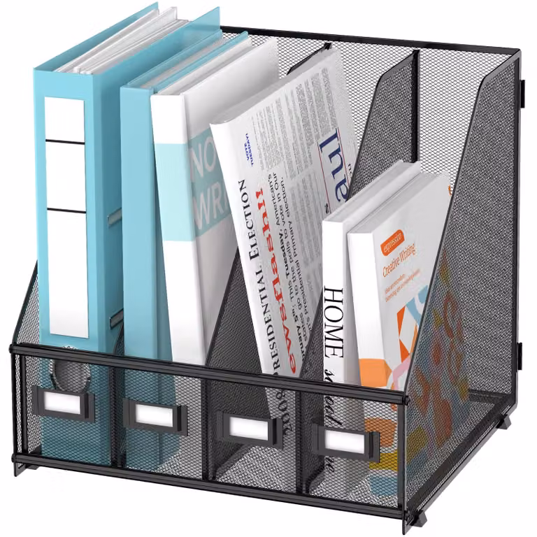 Organizzatore da scrivania in metallo con 4 scomparti